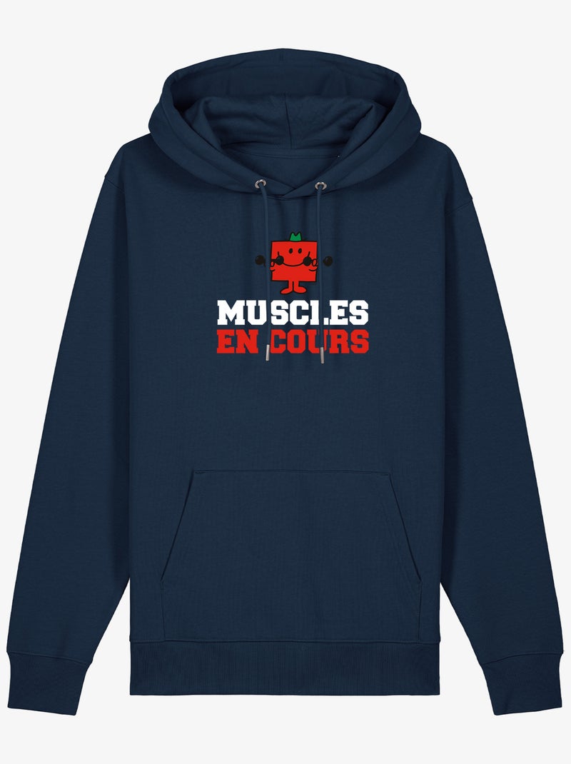 Hoodie Homme - MUSCLES EN COURS Bleu marine - Kiabi