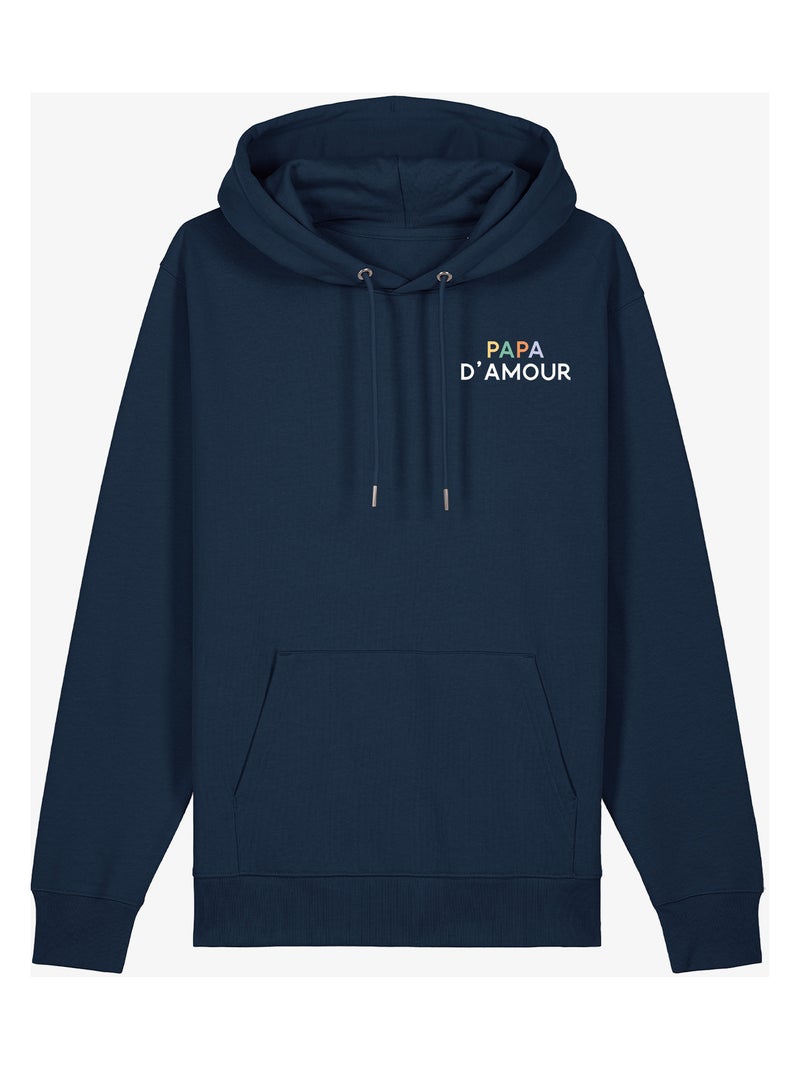 Hoodie Homme - PAPA D'AMOUR COLORÉ CŒUR Bleu marine - Kiabi