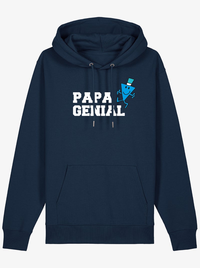 Hoodie Homme - PAPA GENIAL Bleu marine - Kiabi