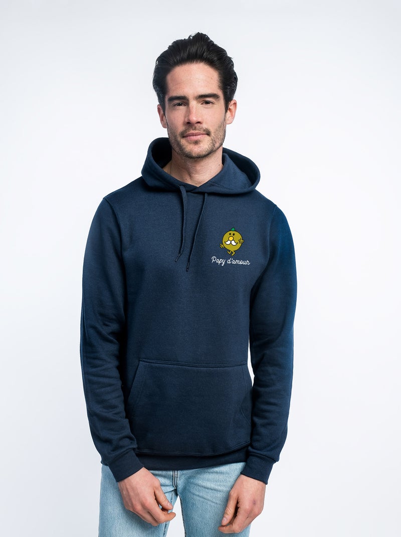 Hoodie Homme - PAPY D AMOUR COEUR Bleu marine - Kiabi