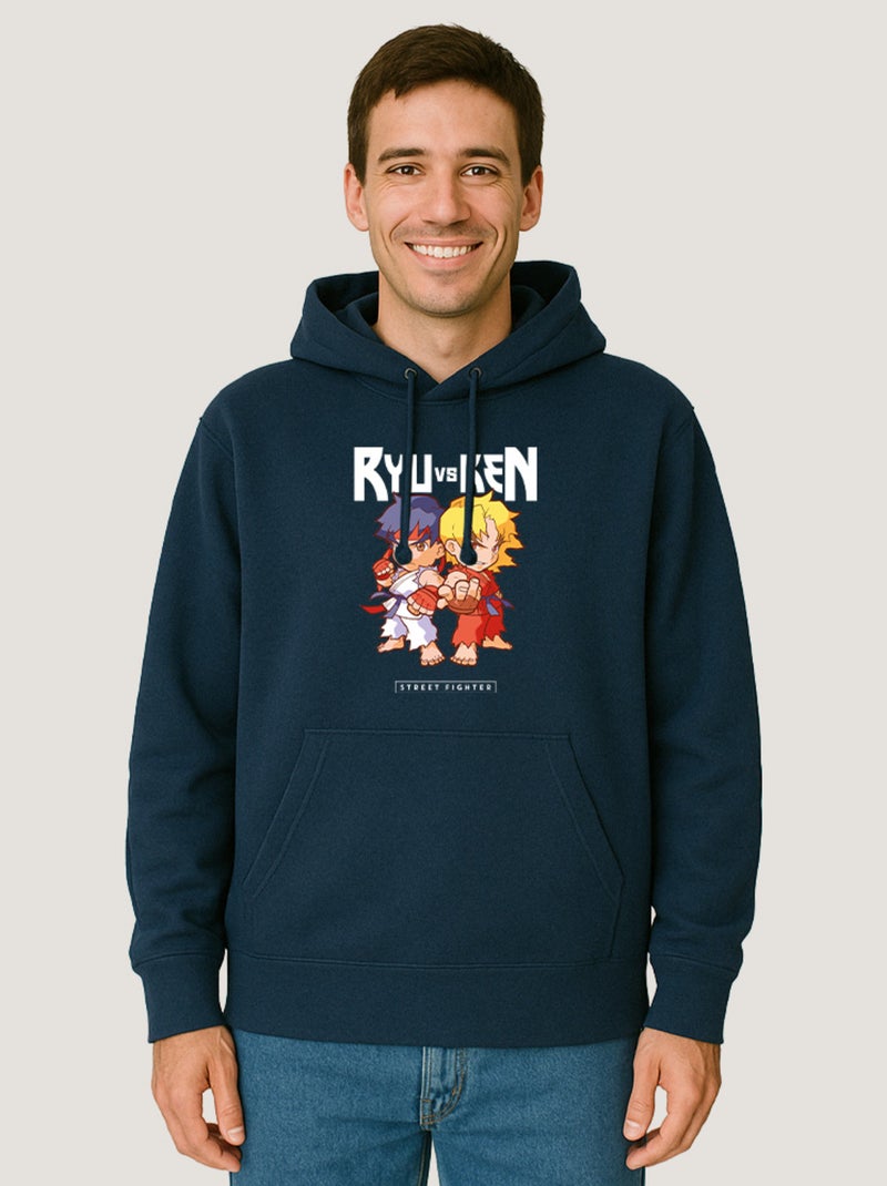 Hoodie Homme - RYU VS KEN STREET FIGHTER Bleu marine - Kiabi