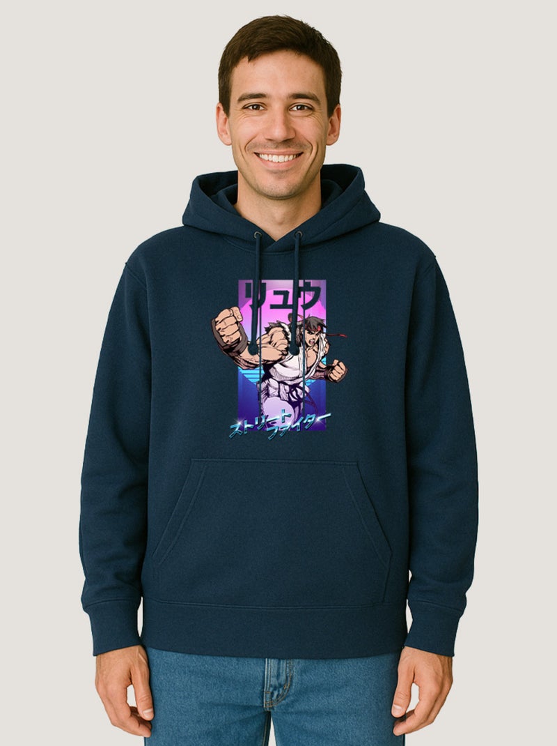 Hoodie Homme - STREET FIGHTER 3 Bleu marine - Kiabi