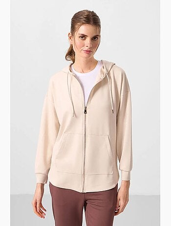 Hoodie tunique long oversize à capuche et zip tommy