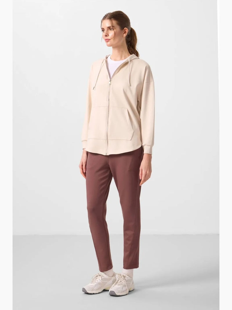 Hoodie tunique long oversize à capuche et zip tommy Beige argile - Kiabi