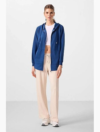 Hoodie tunique long oversize à capuche et zip tommy