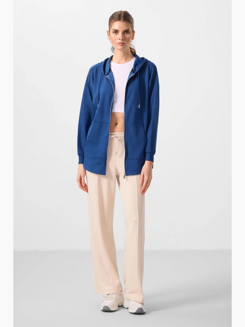 Hoodie tunique long oversize à capuche et zip tommy Bleu - Kiabi