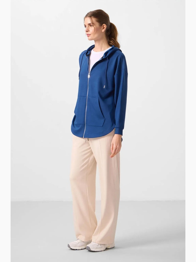 Hoodie tunique long oversize à capuche et zip tommy Bleu - Kiabi