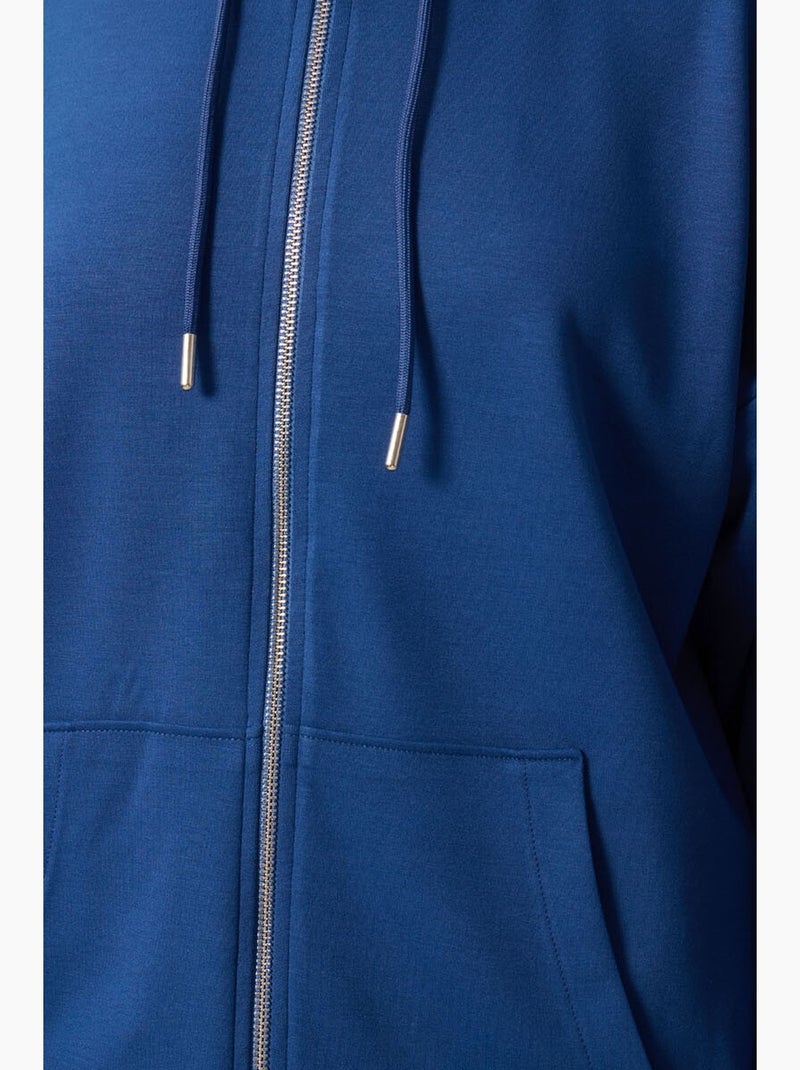 Hoodie tunique long oversize à capuche et zip tommy Bleu - Kiabi