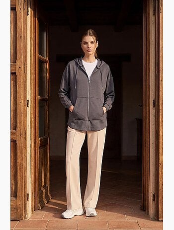 Hoodie tunique long oversize à capuche et zip tommy