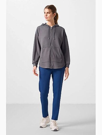 Hoodie tunique long oversize à capuche et zip tommy