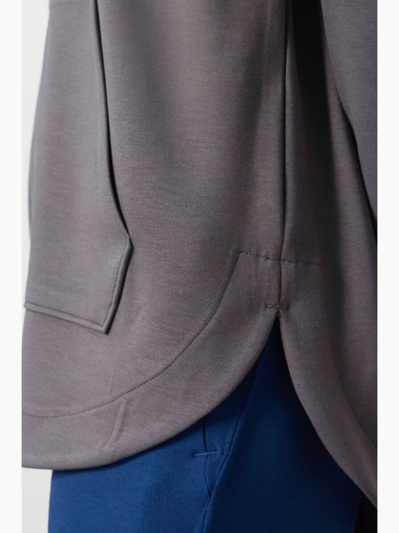 Hoodie tunique long oversize à capuche et zip tommy Gris Noir - Kiabi