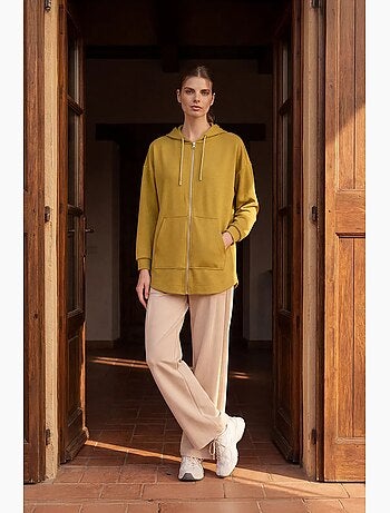 Hoodie tunique long oversize à capuche et zip tommy