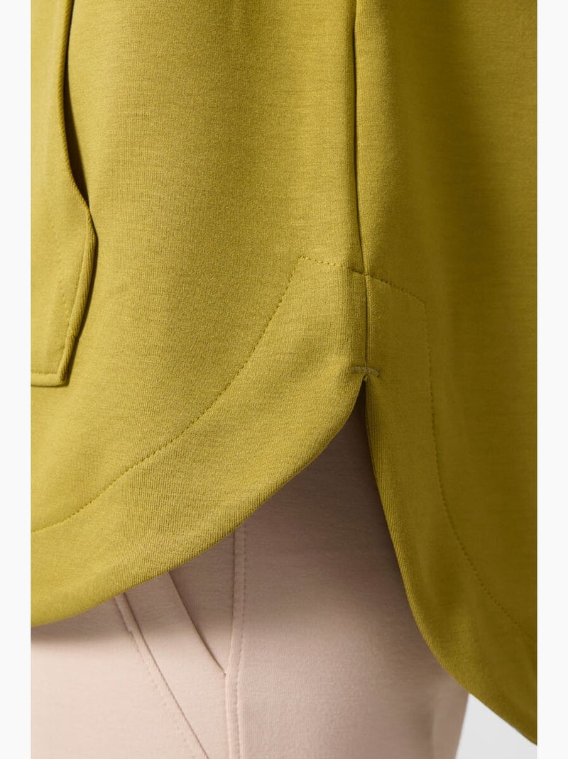 Hoodie tunique long oversize à capuche et zip tommy Kaki - Kiabi