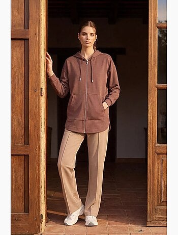 Hoodie tunique long oversize à capuche et zip tommy