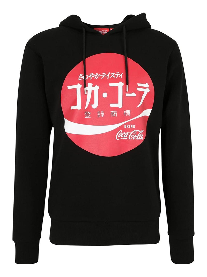 Hoodie Unisexe Coca-Cola Vintage Japonais - Poly Coton - Noir Noir - Kiabi