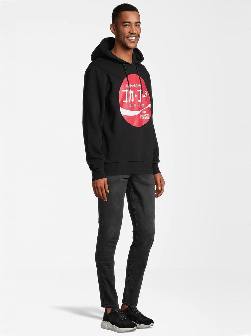 Hoodie Unisexe Coca-Cola Vintage Japonais - Poly Coton - Noir Noir - Kiabi