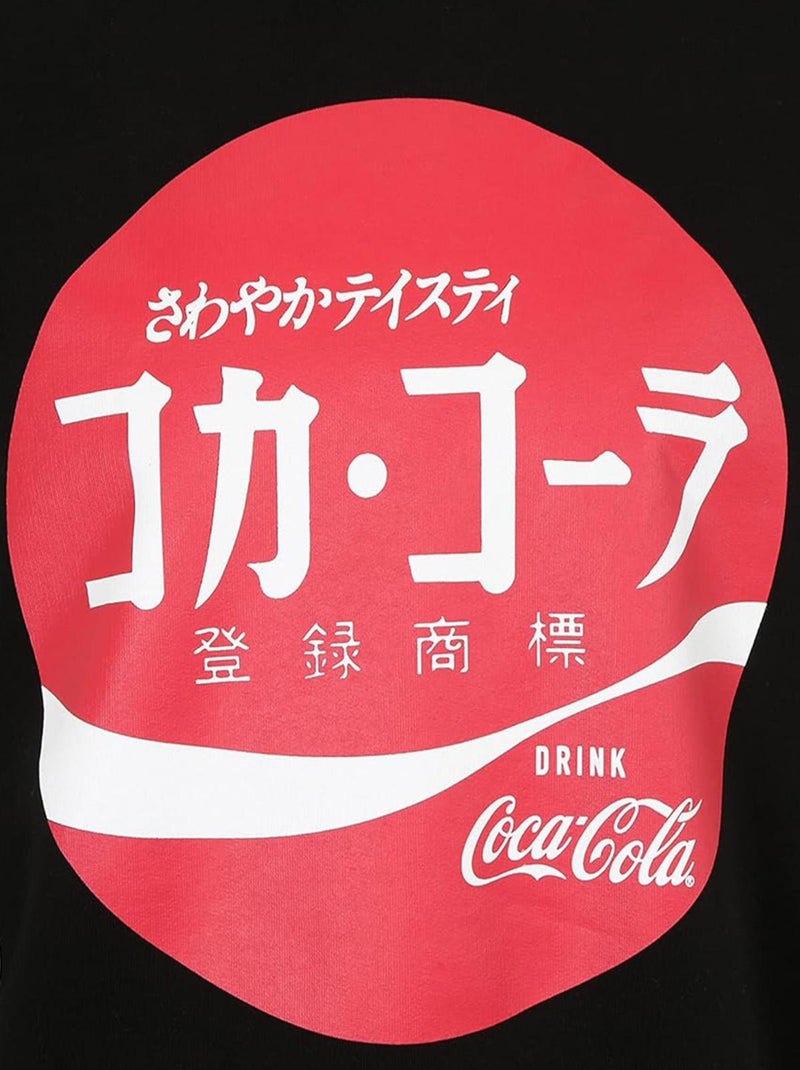 Hoodie Unisexe Coca-Cola Vintage Japonais - Poly Coton - Noir Noir - Kiabi