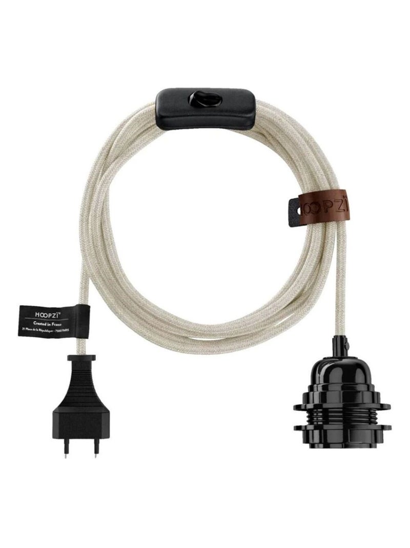 Hoopzi - Luminaire corde Bala Blanc Noir - Kiabi