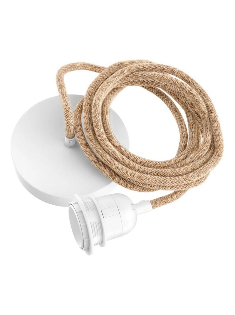 Hoopzi - Suspension Hang luminaire 1 corde - Chanvre ficelle douille blanche Blanc Ecru - Kiabi