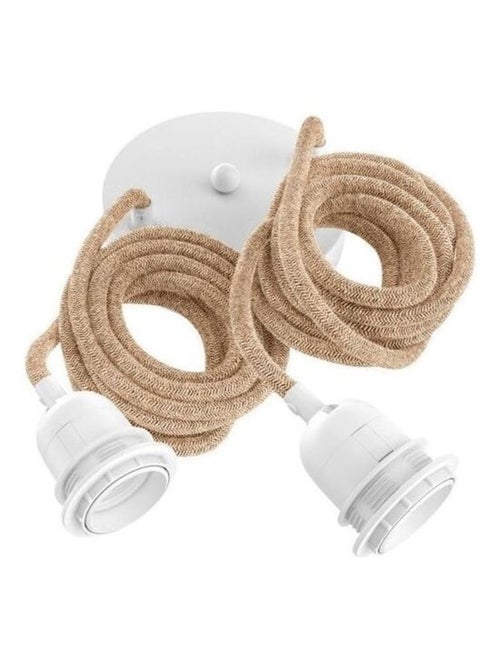 Hoopzi - Suspension Hang luminaire 2 cordes - Chanvre douilles blanches - Kiabi