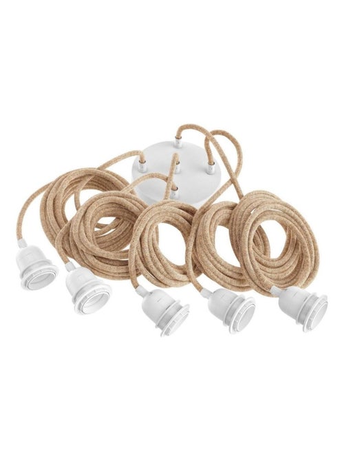 Hoopzi - Suspension Hang luminaire 5 cordes - Chanvre douilles blanches - Kiabi