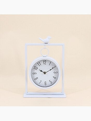 Horloge à poser en métal blanc 27cm