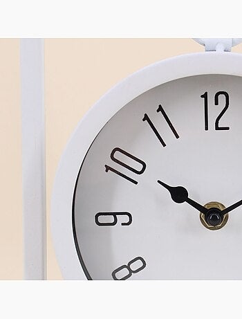 Horloge à poser en métal blanc 27cm