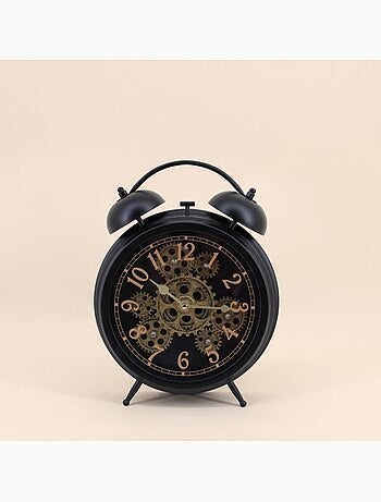 Horloge à poser forme réveil noir 30cm