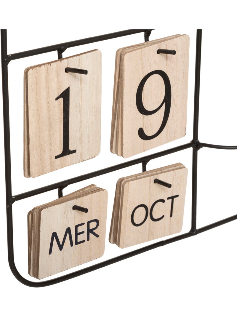 Horloge avec calendrier perpétuel et plante artificielle CAMILLE Noir - Kiabi