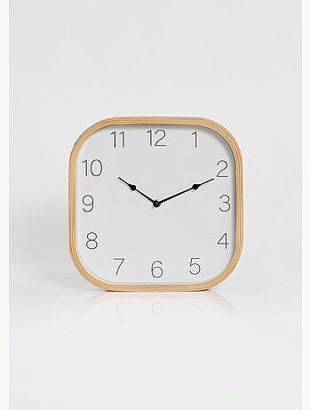 Horloge carré contour bois - Afibel
