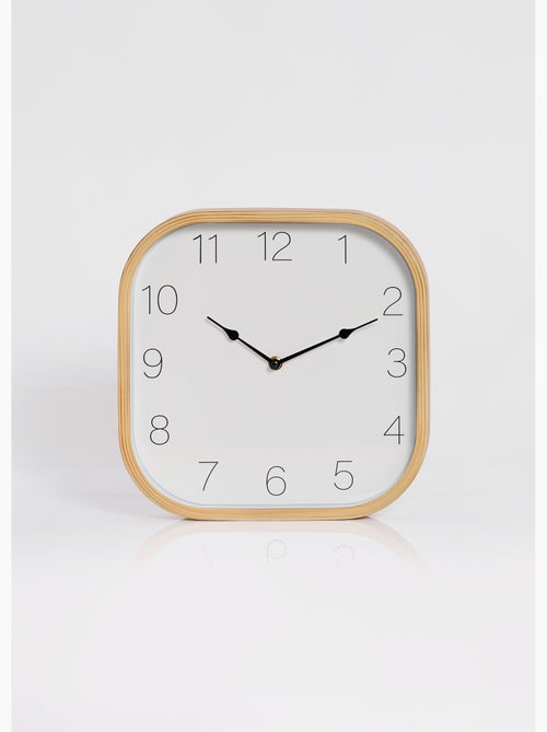Horloge carré contour bois - Afibel - Kiabi