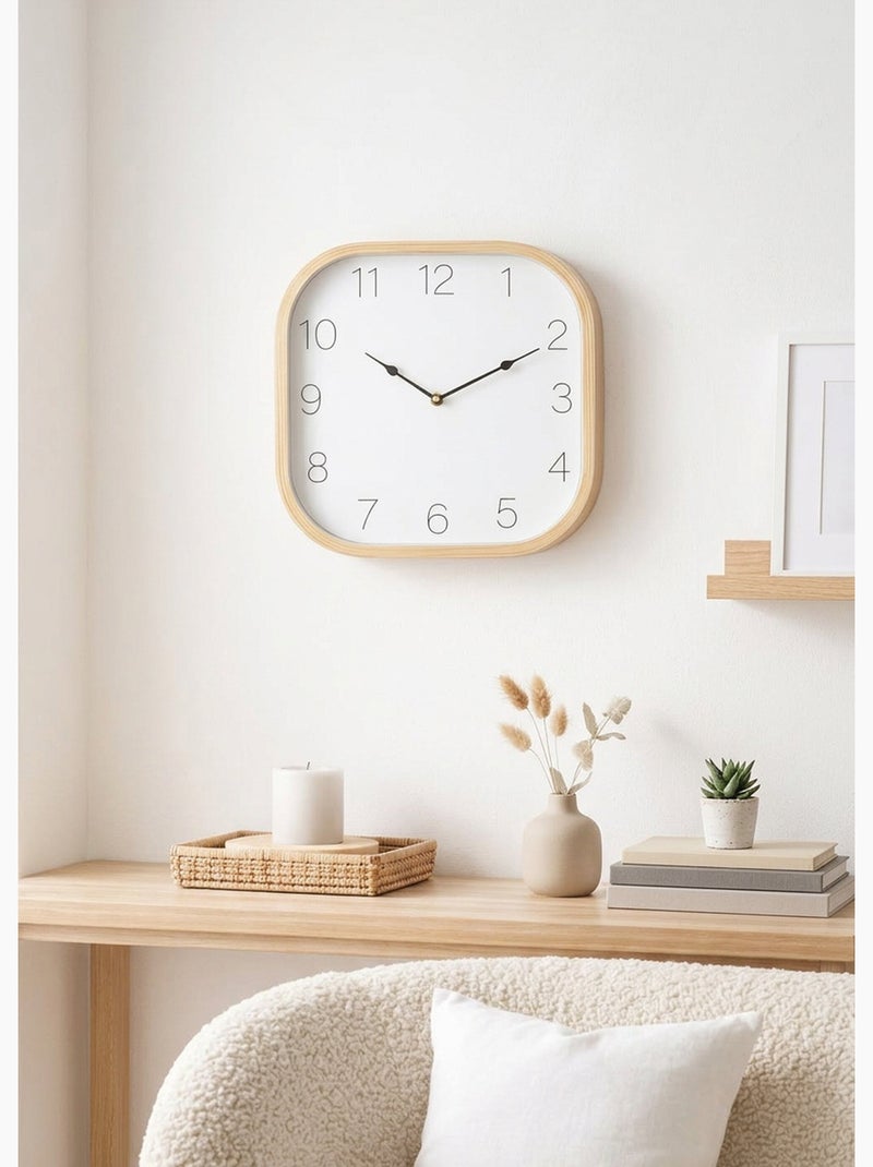 Horloge carré contour bois - Afibel Bois naturel - Kiabi