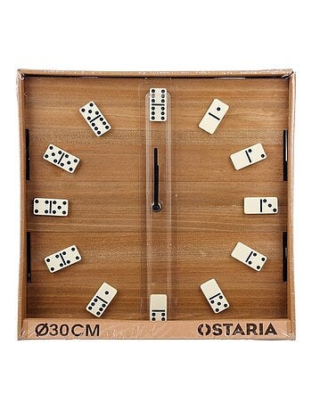 Horloge DOMINO noire et beige diam 30 cm