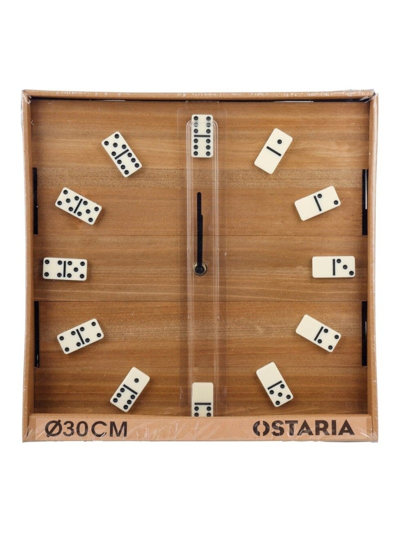 Horloge DOMINO noire et beige diam 30 cm Beige - Kiabi