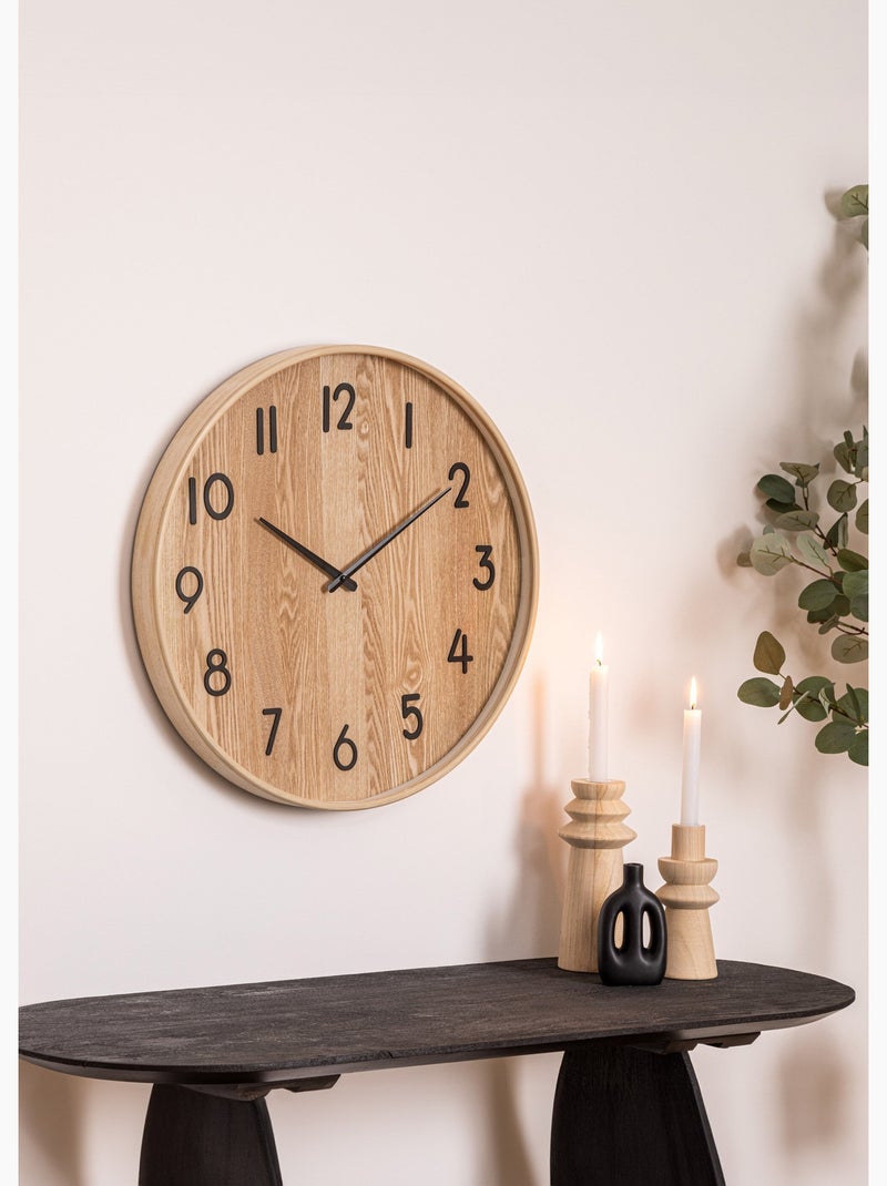 Horloge effet bois avec aiguilles acier - AFIBEL Bois naturel - Kiabi