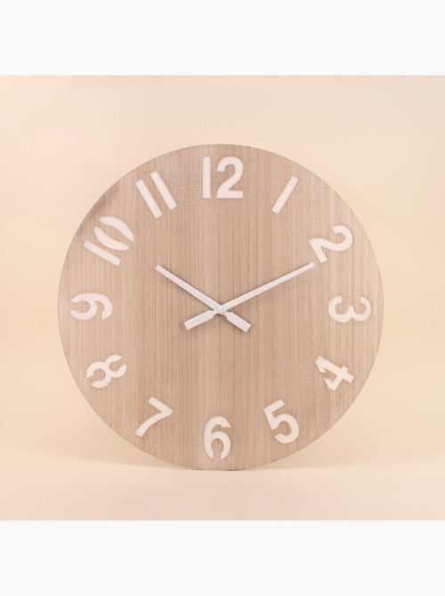 Horloge en bois blanchi 60cm - Kiabi Horloge en bois blanchi 60cm - Kiabi