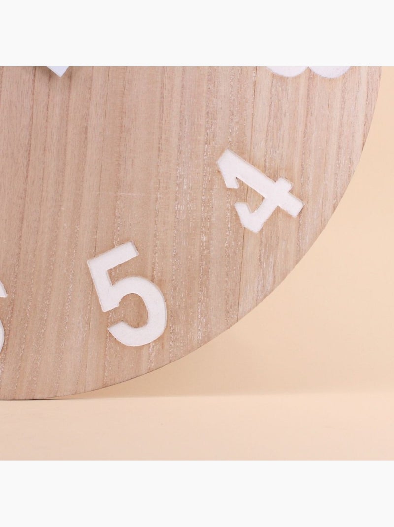 Horloge en bois blanchi 60cm Beige - Kiabi