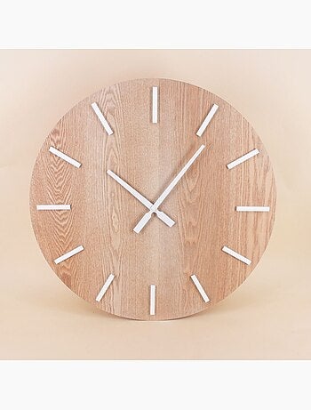 Horloge en bois et métal blanc 60cm