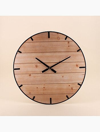 Horloge en bois et métal noir 60cm