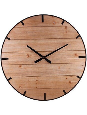 Horloge en bois et métal noir 60cm