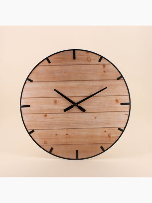 Horloge en bois et métal noir 60cm - Kiabi