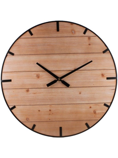 Horloge en bois et métal noir 60cm - Kiabi