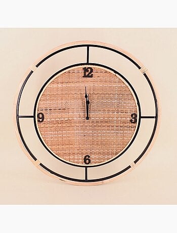 Horloge en rotin et bambou 60cm