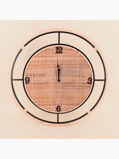 Horloge en rotin et bambou 60cm - Kiabi