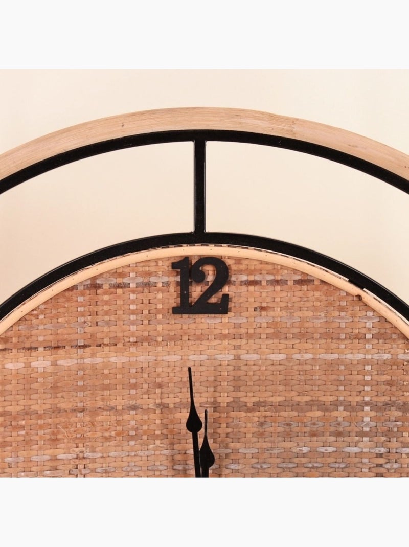 Horloge en rotin et bambou 60cm Beige - Kiabi