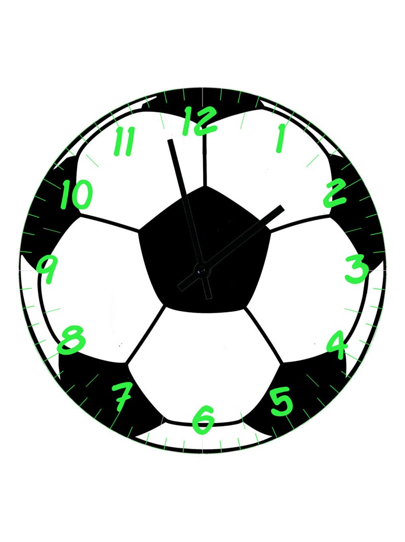 Horloge en verre ballon de football Noir Blanc - Kiabi