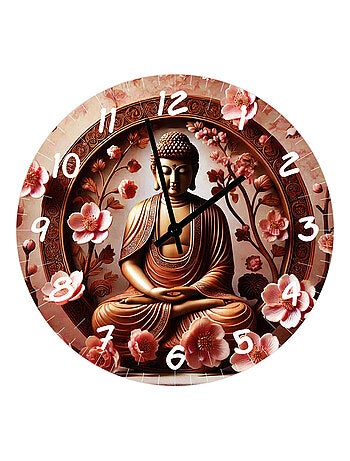 Horloge en verre bouddha fleurs de cerisier
