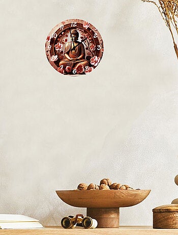 Horloge en verre bouddha fleurs de cerisier