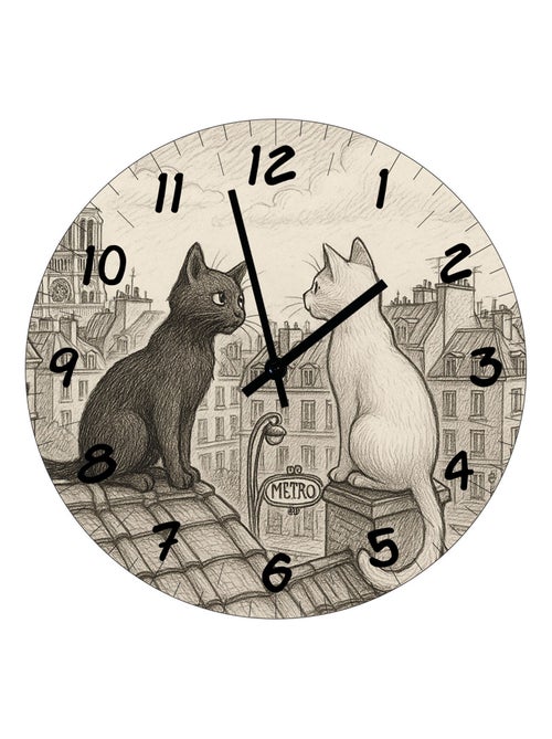 Horloge en verre chats de Paris - Kiabi