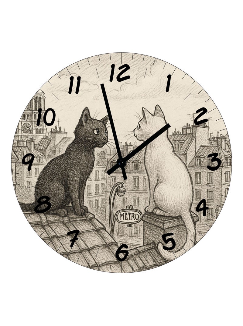 Horloge en verre chats de Paris Beige - Kiabi